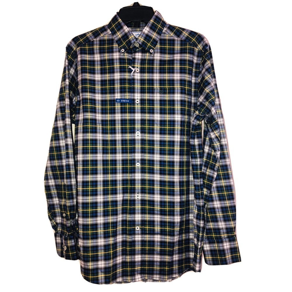 Southern Tide Mens Size Small Green Plaid Stretch Long‎ Sleeve Shirt NWT